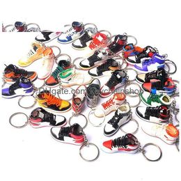 Pure Handcraft Mini 3D Stereo Sneaker Keychain Woman Men Kids Key Ring Gift Luxury Shoes Keychains Car Handbag Chain Basketball Holde Dhhts