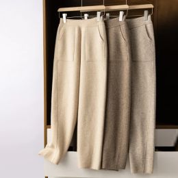 Capris Gestrickte Haremshosen Damen Lässige Lose Oma-Hosen Herbst- Und Winter-Schlankheits-Karottenhosen Für Kleine Füße Tragen Sie Oberbekleidung