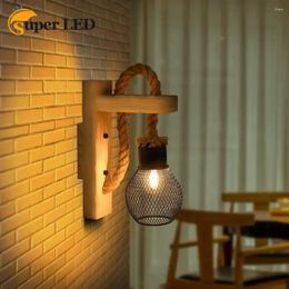 Wall Lamp Wooden Rope Country Retro Coffee Shop Industrial Wind Corridor Decorative Lights Restaurant Bar Creative Candlestick