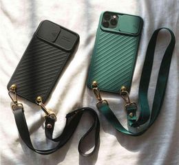 Slide Camera Protect Chain Necklace Cell Phone Case For iPhone 13 12 Pro MAX X XS XR 7 8 Plus Lanyard Neck Strap Rope Cord Cover Y9021089