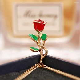 Pendant Necklaces Simple Rose Fashion And Exquisite Women's Personality Wear Gold Colour Necklace Charm Nightclub Jewellery