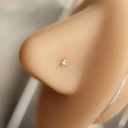 Jewellery GOLDtutu14K Yellow Gold L Shape Stud, Nose, Heart, Star, Round Zircon, Piercing Jewellery for Women, Men, kj465