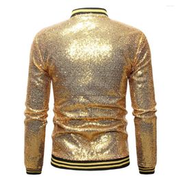 Men's Jackets Sequin Embellished Jacket Stage Show Dance Performance Coat For Men Shiny Slim Fit Zipper Closure Cardigan With Stand