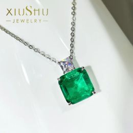 Sets High Set 10 Carat Artificial Emerald Necklace Sterling Silver Simple Wind Pendant Imported Carbon Diamond X119