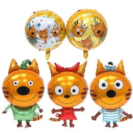 5 Pcs INS Kid E Cats theme Cookie Candy Pudding Happy birthday party decoration Aluminium foil balloon 240219