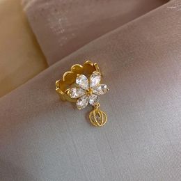 Cluster Rings South Korea's 2024 Fashion Jewellery Flower Copper Zircon Ring Opening Female Forefinger Water Ball