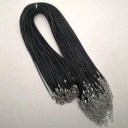 Necklaces Fashion 2.0mm 45cm 60cm 70cm +5cm Black Wax Rope Lobster Clasp Necklace Lanyard Jewellery Pendant Cords 100pcs/lot Free Shipping