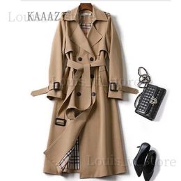 女性のトレンチコートkaaazi冬の長いシャツドレス女性茶色の風のトレンチコート韓国語と大規模なカジュアルアウターの肥厚ファッション4xl T240222