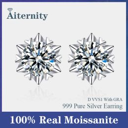 Earrings 100% Real 925 Sterling Silver Moissanite Earrings 2 Carat In Total D Color Stud For Women Top Quality Sparkling Wedding Jewelry