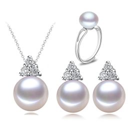 Sets Wedding Freshwater Pearl Jewelry Sets Women,Natural Pearl Jewelry 925 Sterling Silver Jewelry Girlfriend Mom Birthday Best Gift