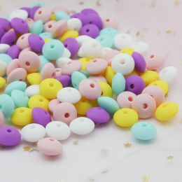 Necklaces Cuteidea 300Pcs 12mm silicone lentil beads teether Personalised handmade Jewellery necklace bracelet chain baby procduct teething
