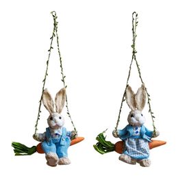 Easter Bunny Pendant Swing Rabbit Hanging Ornament for Dining Room Holiday Collections Display Home Decor Wedding Party Art Gift 240220