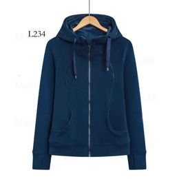 Hoodie Scuba Women Hoodie Yoga Wear Autumn Winter Thick Long-sleeved Fleece Jacket Half Zipper Full Zip Sport Hooded Pullover Women's Cardigan Sweatshirt 30