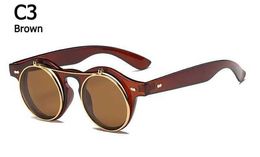 Sunglasses ZXRCYYL 2021 Vintage Round SteamPunk Flip Up Sunglasses Classic Double Layer Clamshell Design Fashion Sun Glasses Oculos De SolL2402