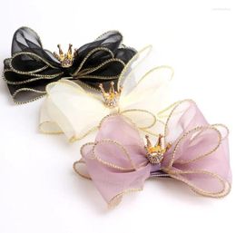 Hair Accessories Three-dimensional Organza Bows Princess Clips Girls Flower Crown Ornaments Rim Hairpin J45