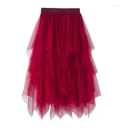 Skirts Tulle Skirt Spring And Summer High Waist Bubble Long Woman Mujer Faldas Saias Mulher