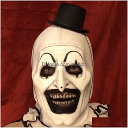 Party Masks Joker Latex Mask Terrifier Art The Clown Cosplay Horror Fl Face Helmet Halloween Headgear 230601 Drop Delivery Home Gard Dhmaz