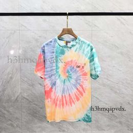 Mens Designer T Shirt Rainbow Pattern Quality Short-sleeved Fashion Men and Women Short T-shirt Couple Models Cotton Luxury Men Hip Hop Clothes 61