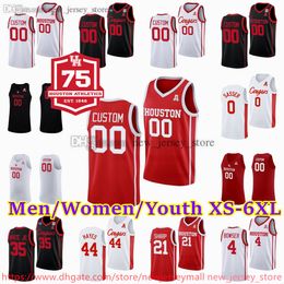 Custom XS-6XL Houston Cougars Basketball Jersey 4 L.J. Cryer Jamal Shead Emanuel Sharp J'Wan Roberts Damian Dunn Ja'Vier Francis Terrance Arceneaux Stitched jerseys