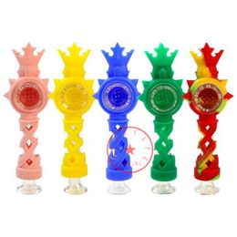 Latest Pineapple Styles Colorful Silicone Pipes Glass Nineholes Filter Screen Bowl Portable Innovative Herb Tobacco Cigarette Holder Bong Smoking Handpipes DHL