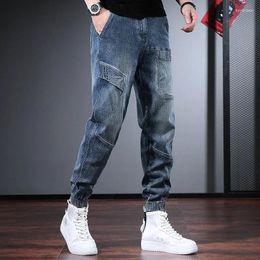 Men's Jeans Trousers Cargo Male Cowboy Pants Japanese Street Style For Men Harem Cropped 2024 Fashion Baggy Kpop Washed Regular Soft