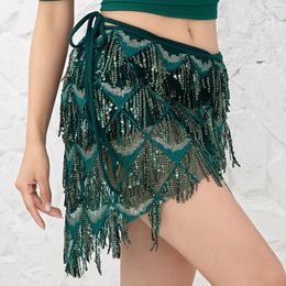 Stage Wear Belly Dance Skirt Sexy Slim Short Beginner's Dress Training Fringe