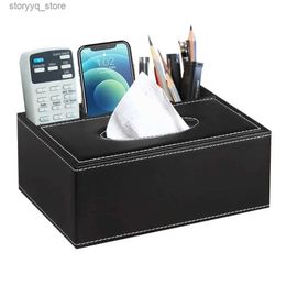 Tissue Boxes Napkins Multifunctional Tissue Box with Stationery Remote Control Box Decorative Tissue Pen Remote Organiser for Home/Office/Restaurant Q240222