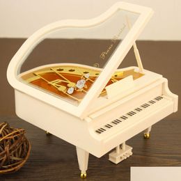 Decorative Objects Figurines Piano Model Engraved Musical Box Holiday Supplies Vintage Music Retro Lightweight Party Props Valenti Dh2Is