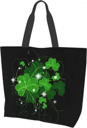 Shopping Bags Fashion Green St Patrick Tote Shoulder Bag Clover Grocery Storage Handle Portable Holiday 40x50cm