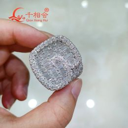 Rings G Real Full of Moissanite Ring Men and Women Sterling Sier Round Brilliant Diamond Engagement Male Wedding Jewelry