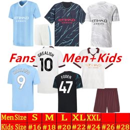 Soccer Jerseys HAALAND 23/24 DE BRUYNE PHILLIPS MANS CITIES GREALISH FERRAN MAHREZ FODEN BERNARDO JOAO CANCELO Z RODRIGO High Quality Football Shirt Men Kids Kit Sets