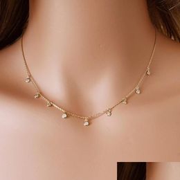 Pendant Necklaces Rhinestone Jewellery Circle Short Necklace Fashion Trendy Handmade Link Chain Choker Gift For Women Girls Gold Sier Dhcwx