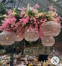 Luxury handmade hanging crystal round glass ball chandelier for wedding lights decoration chandeliers for backdrop celling decoration