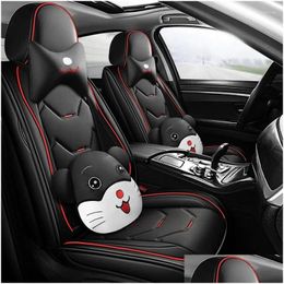 Car Seat Covers Ers Special Fl Leather Er For Cushion All-Season Summer Drop Delivery Mobiles Motorcycles Interior Accessories Dhf3E