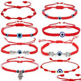 Chain 2021 Hanmade Rope Chain Fatima Hand Evil Blue Eye Pendants Woven Red String Bracelet For Women Fashion Lucky Elephant Dhgarden Dhx0S