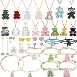 Sets JM New Trend Original Zircon Crystal Jewelry Elements Necklace Bracelet Earrings Flower Life Shining Teddy Women's Romantic Gift