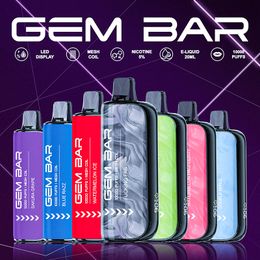 Gem Bar 10000 Puffs Vape Ekran Ekranı Şarj Edilebilir ve Çoklu Lezzet Seçenekleri Mevcut 10K Puffs E-Cigetettes Vaper