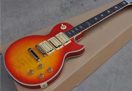 custom shop highest quality Ace frehley Signature 3 pickups cherry red electric guitar AAA Flame maple top Free shipping