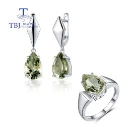 Sets New design Natural brazil Green amethyst Jewelry set 925 sterling silver fine jewelry Pear 8*12mm for women nice gift