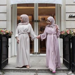 Ethnic Clothing Abaya Muslim Women Long Dress Bandage Turkish Dubai Malaysia Maxi Robe Casual Loose Ramadan Islamic Arab Gown Kaftan