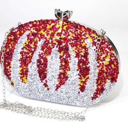 2023 New Pumpkin Inlaid Diamond Colourful Dinner Bag Women's Dress Small Hand Bag Evening Bag 240222 240222