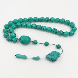 Bracelets Tasbih Men Green Mongolia Turquoise Gemtone Muslim Prayer Beads Islamic Misbaha