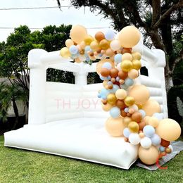 4.5x4.5m (15x15ft) With blower outdoor Inflatable Wedding Bouncer white flat top Jumper Bouncy Castle for aniversary party