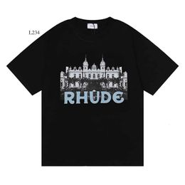 Designer Fashion Clothing Tees Rhude Tshirt Casino Hd Castle Print T-shirt Cotton Streetwear Tops Casual Sportswear Rock Hip Hop for Sale 268 81