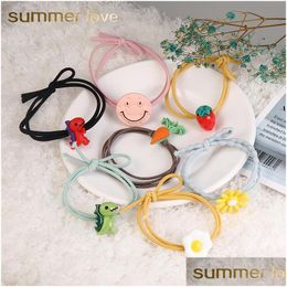 Hair Rubber Bands Cute Korea Children Women Elastic Hair Band Sweet Yolk Ties Rope Girl Scrunchy Kids Ponytail Holder Fashion Designs Dhhje