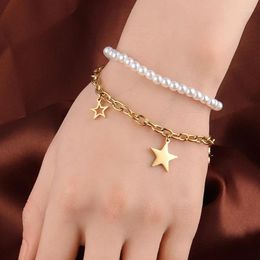 Link Bracelets Stainless Steel Bracelet For Women Double Layer Heart Star Pearl Butterfly Jewellery Gift
