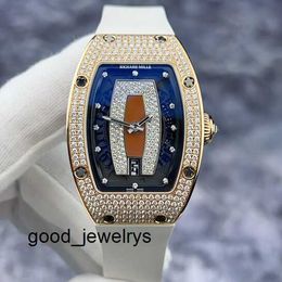 RM Timepiece Casual Wrist Watch Athleisure Wristwatch Richards Milles Rm007 Red Lip Womens Watch Original Full Diamond 18k Rose Gold Automatic Mechanical Watch