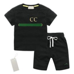 In stock 2-10 Years Designer Kids Clothing Sets T-Shirt Pants Set Brand printing Children 2 Piece100% cotton Clothing baby Boys girl Fashion children's clothing