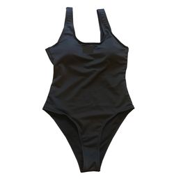 Costume da bagno intero da donna nero di design, bikini imbottito, spiaggia estiva, costume da bagno biquinis con stampa di lettere, per vacanze termali