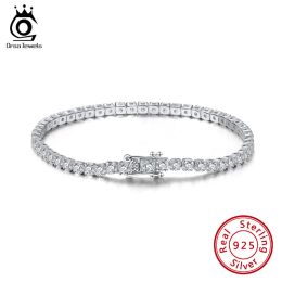 Bangles ORSA JEWELS 925 Sterling Silver Tennis Bracelet Bangles for Women Cubic Zircon Bracelet Fine Jewellery Anniversary Gift SB94